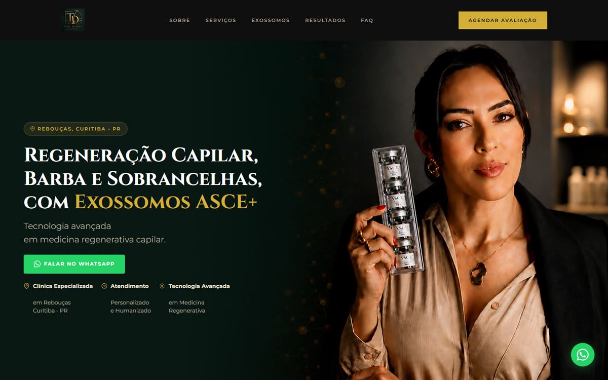 Página inicial do site da ExoPrime by Tati Damas